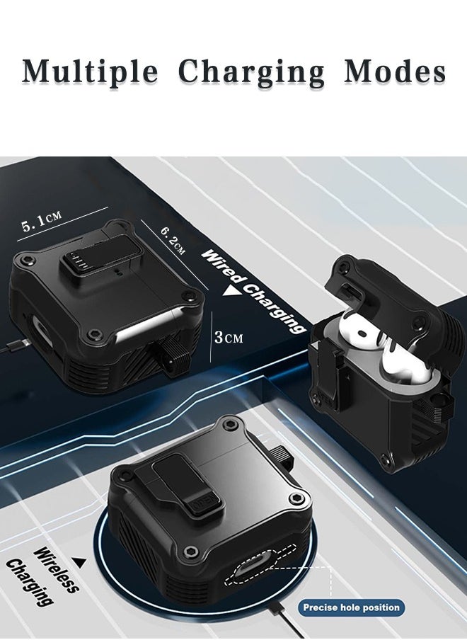 Lemon - Lock Case for AirPods 4 (2024) , Secure Lock Shock-Proof Protective Cover Compatible with AirPods 4th Generation Case Accessories with Keychain or Lanyardner  (Black) - Image 1
