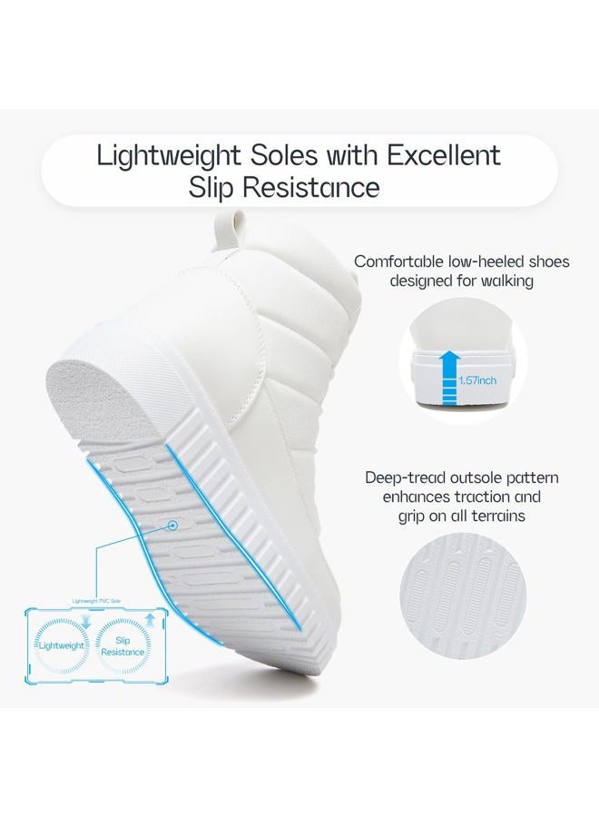 Shupua Ankle Boots for Women Winter Combat Boots Womens Hiking Sneakers Shoes Warm Snow Booties with Zipper, White, 7 - Image 5