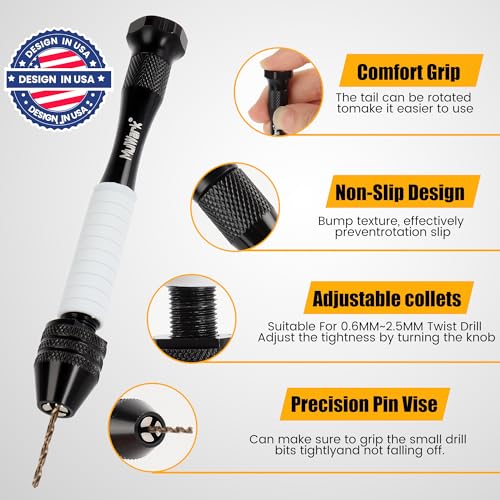 Mulwark Precision Pin Vise - 25 Pcs Mini Drill Set with HSS Micro Twist Bits for Jewelry, Wood, Plastic & More - Image 3