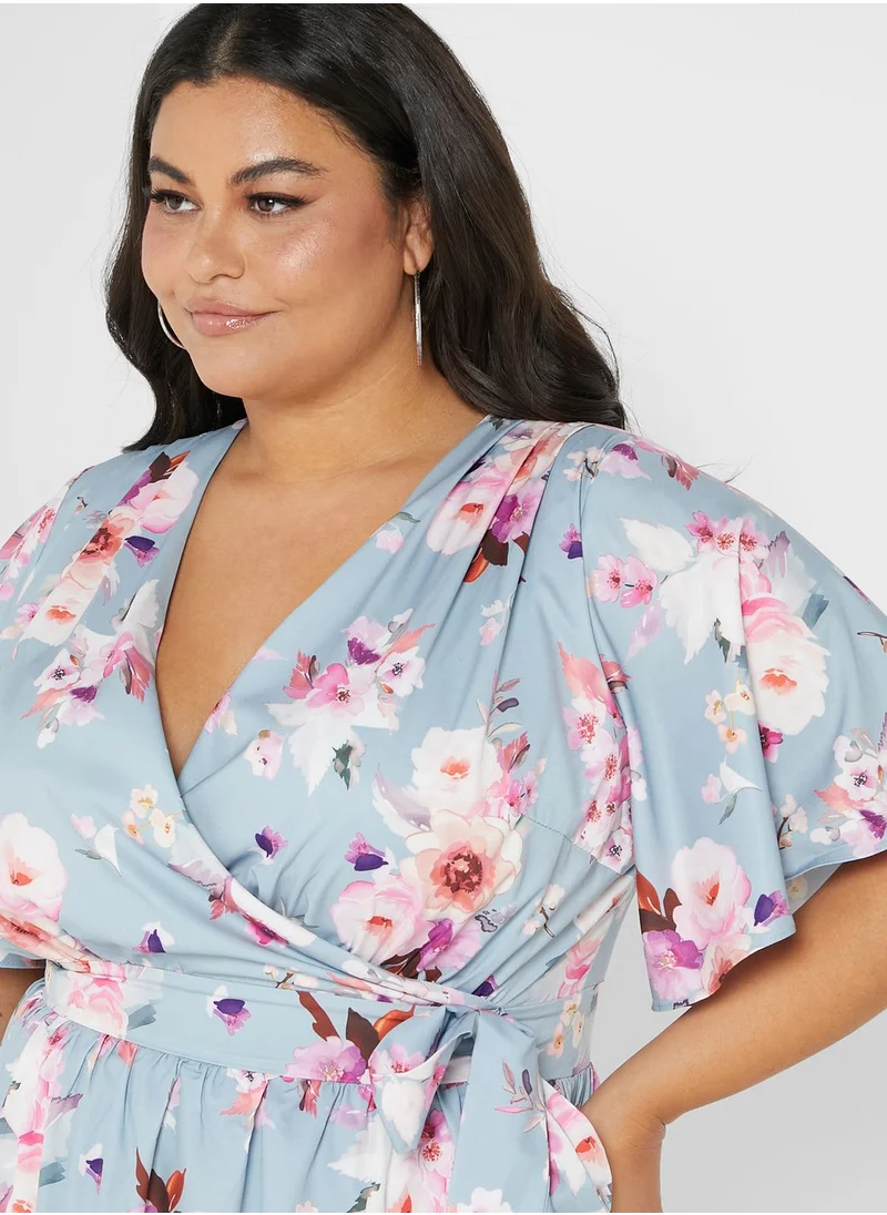 lovedrobe Angel Sleeve Floral Print Dress