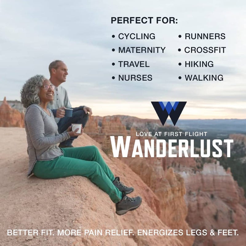 Wanderlust جوارب ضغط السفر الهوائي وندرلاست، L-XL: للرجال 8.5-12 / للنساء 9.5-12 - Image 5