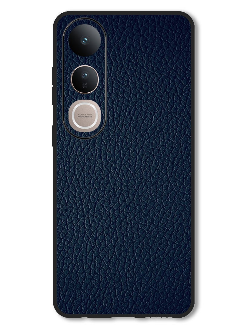 Theodor Case Compatible with Vivo V50 Lite Protection Shockproof Bumper Cover Blue Leather Pattern - Image 1