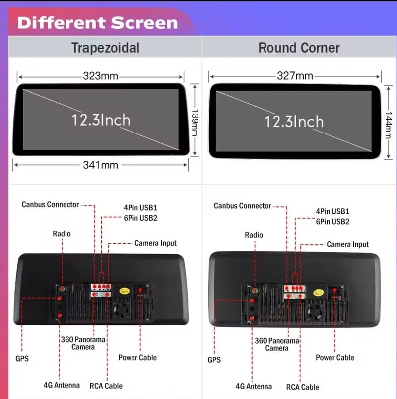 Vierex 12.3 Inch Car Stereo 12.3 inch Android Screen Suitable Both 9"/10" Size With Apple Carplay Android Auto Wireless WiFi DSP FM&AM BT AHD Camera Included Fast Interface (4+32GB Carplay Round Display) - Image 5