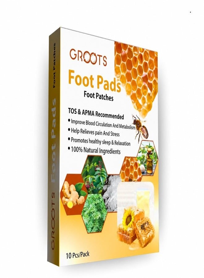 GROOTS Ginger Foot Patch Detox Foot Patches Pain Relief Cleansing Toxin Remover Foot Pads Detoxify Stress Relief Sleep Patch for Detoxification for Men and Women (1 Box = 10 Patches) (Pack of 1) - Image 1