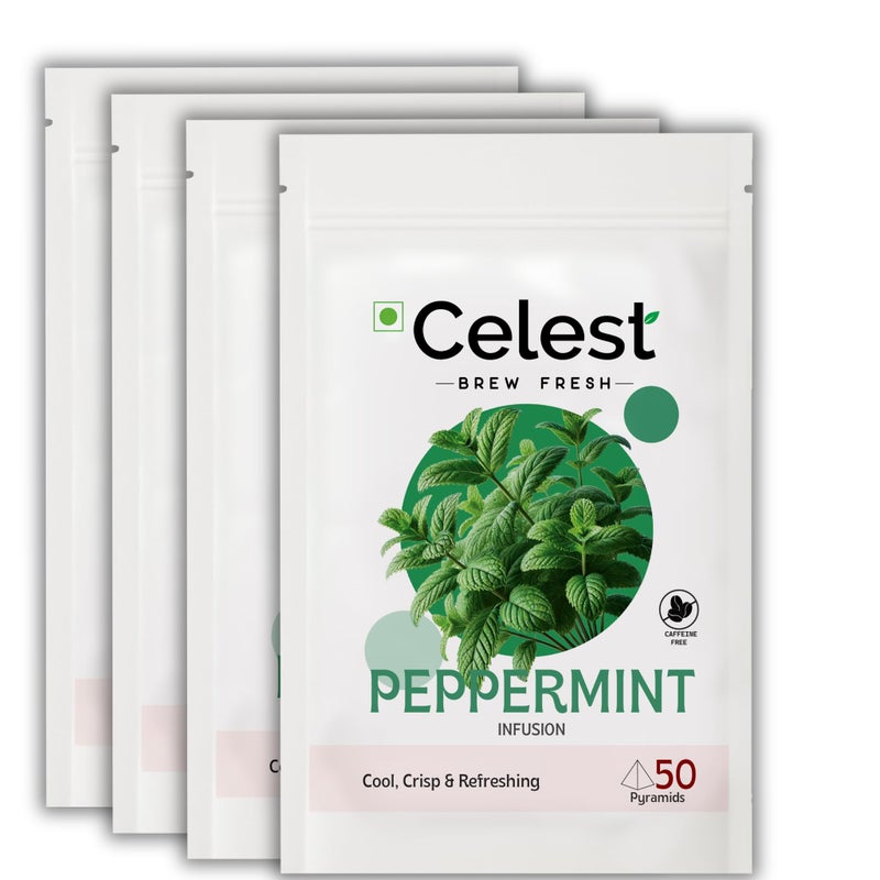 Celest 100% Natural Peppermint Tea - 50 Tea Bags (Pack of 4) | Peppermint Infusion Tea - Image 1