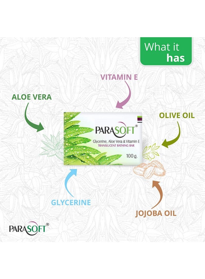 Parasoft Nourishing Daily Bathing Bar For Dry Skin with Goodness of Aloe Vera, Glycerine & Vitamin E | For Purification, Ideal for Sensitive Skin - 100 gm (Pack of 6) - Image 2