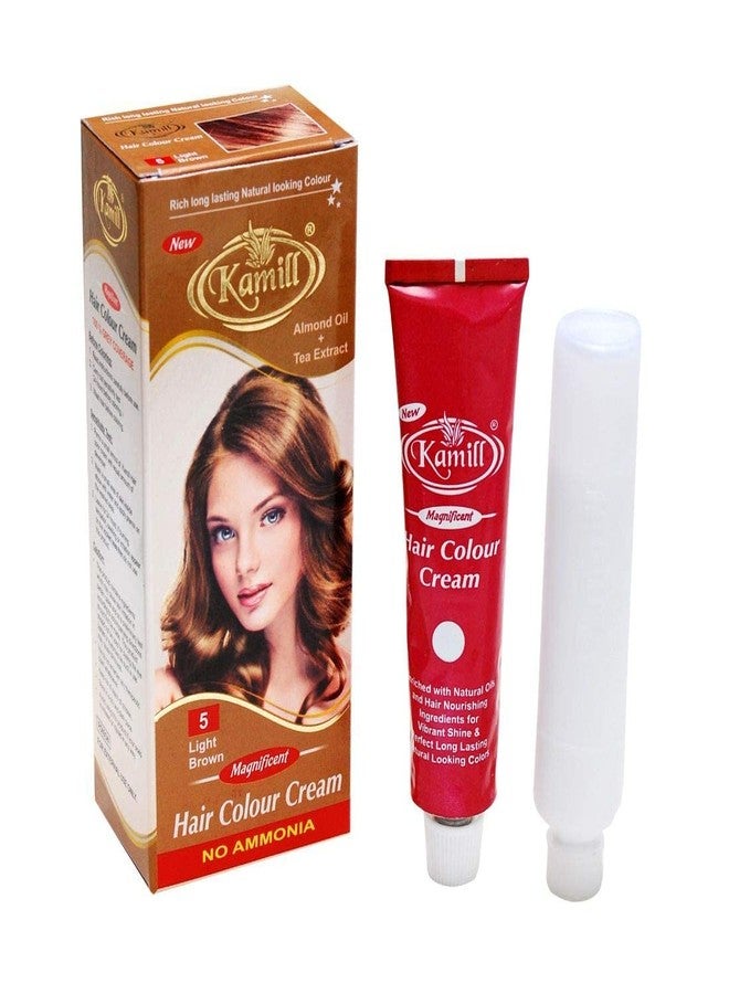 كميل صبغة شعر كاميل بني فاتح (5) بزيت اللوز وخلاصة الشاي، لون شعر طبيعي، صبغة شعر عضوية 100% للنساء والرجال، 200 غرام - Image 2