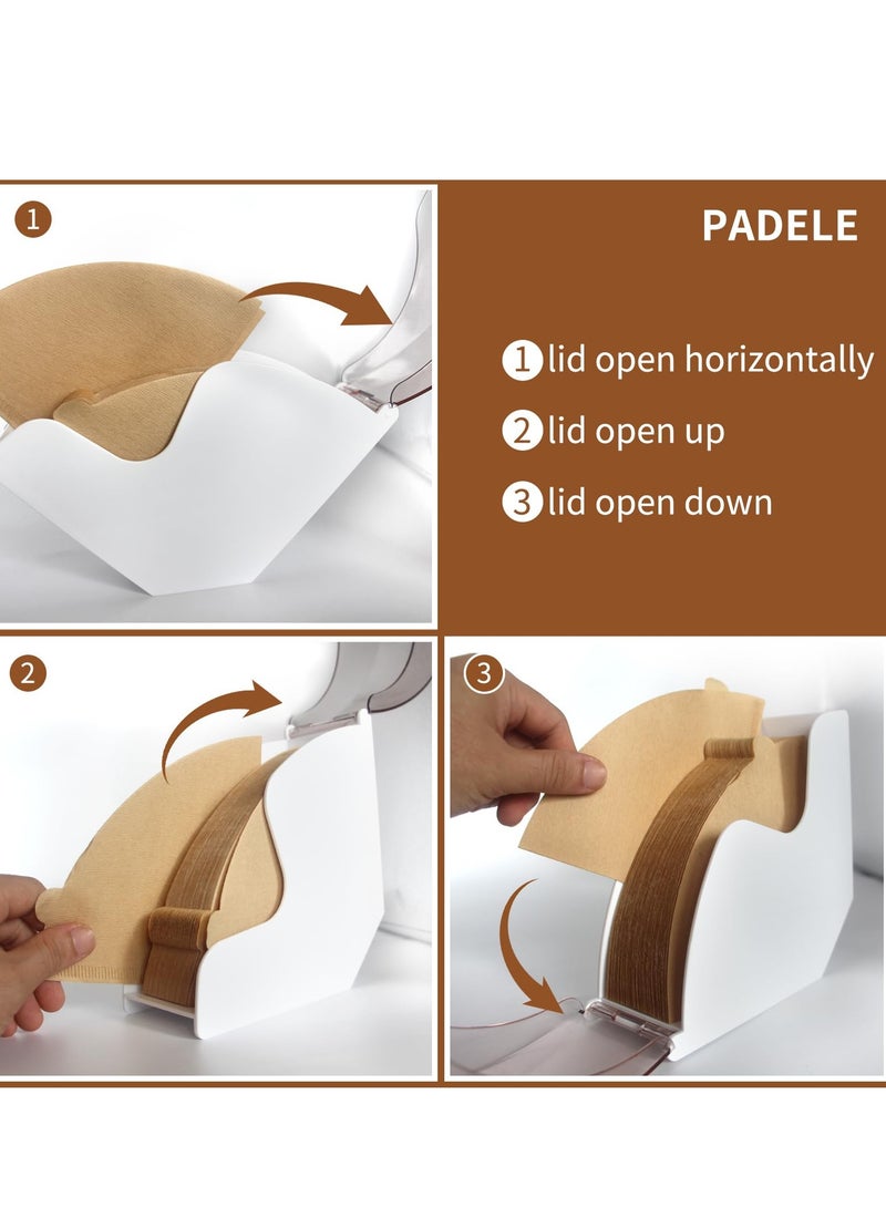 Coffee Filter Holder Storage Coffee Filter Paper Dispenser Rack with Dustproof Cover for V60 and Cone Coffee Filters - Image 2