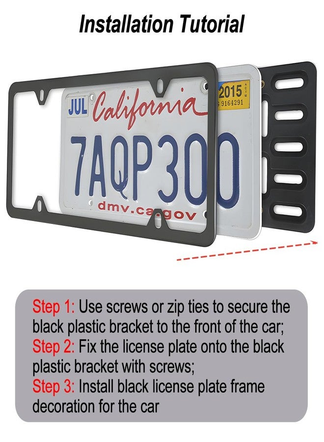Mandark Car License Plate Bracket, Stainless Steel Vehicle Front Tag Holder Mounting kit with Screw Cap Cable Ties, Auto Tag Frame Mount Adapter Accessories, Universal for SUV, Truck (Black) - Image 4