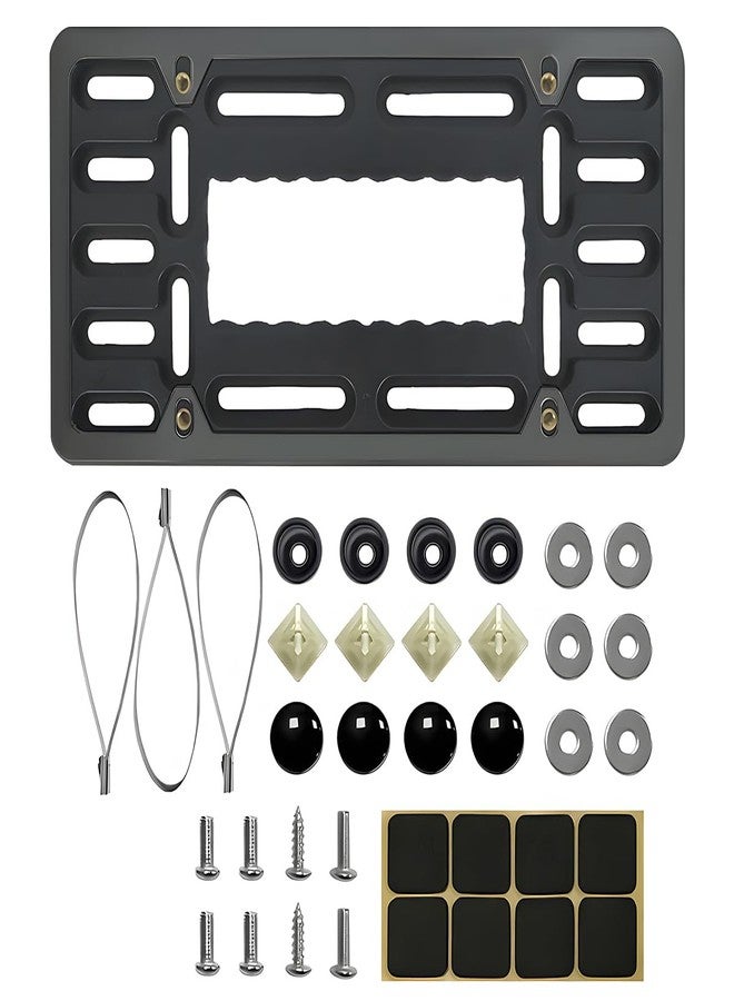 Mandark Car License Plate Bracket, Stainless Steel Vehicle Front Tag Holder Mounting kit with Screw Cap Cable Ties, Auto Tag Frame Mount Adapter Accessories, Universal for SUV, Truck (Black) - Image 1