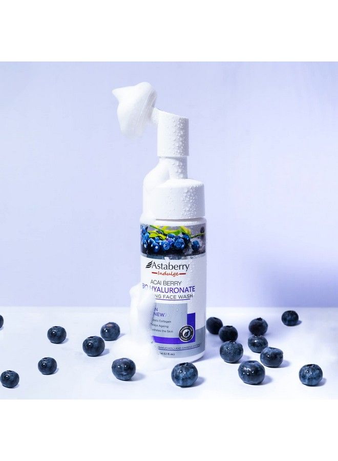 Astaberry Indulge Acai Berry Bio Hyaluronate Foaming Face Wash 150 Ml With Silicone Brush; Cleanses The Pores; Removes Dead Skin Cells With Hyaluronic Acid & Bakuchiol - Image 4