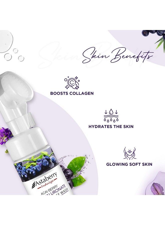 Astaberry Indulge Acai Berry Bio Hyaluronate Foaming Face Wash 150 Ml With Silicone Brush; Cleanses The Pores; Removes Dead Skin Cells With Hyaluronic Acid & Bakuchiol - Image 5