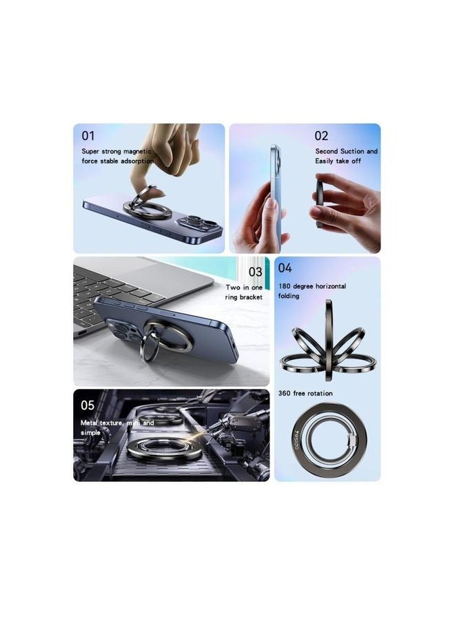 Yesido C205 MagSafe Ring Holder, Magnetic Phone Grip, 360° Rotation, Strong Magnet with Adjustable Kickstand, Compatible for iPhone 16/15/14/13/12 Series, Black - Image 4