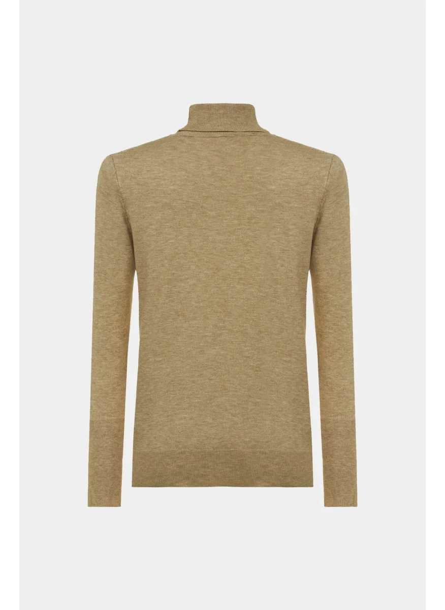JUNE Women's Viscose Blend Body-Fitting Turtleneck Long Sleeve Sweater