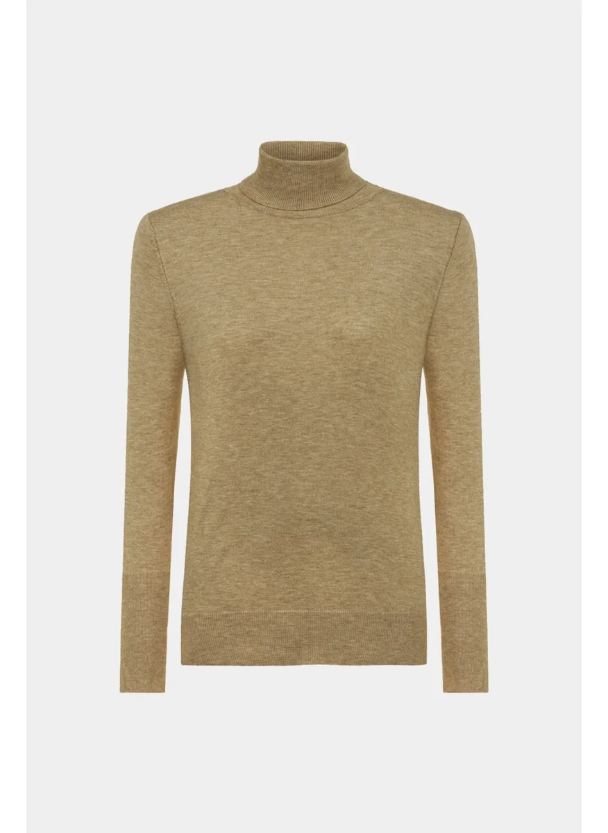 JUNE Women's Viscose Blend Body-Fitting Turtleneck Long Sleeve Sweater