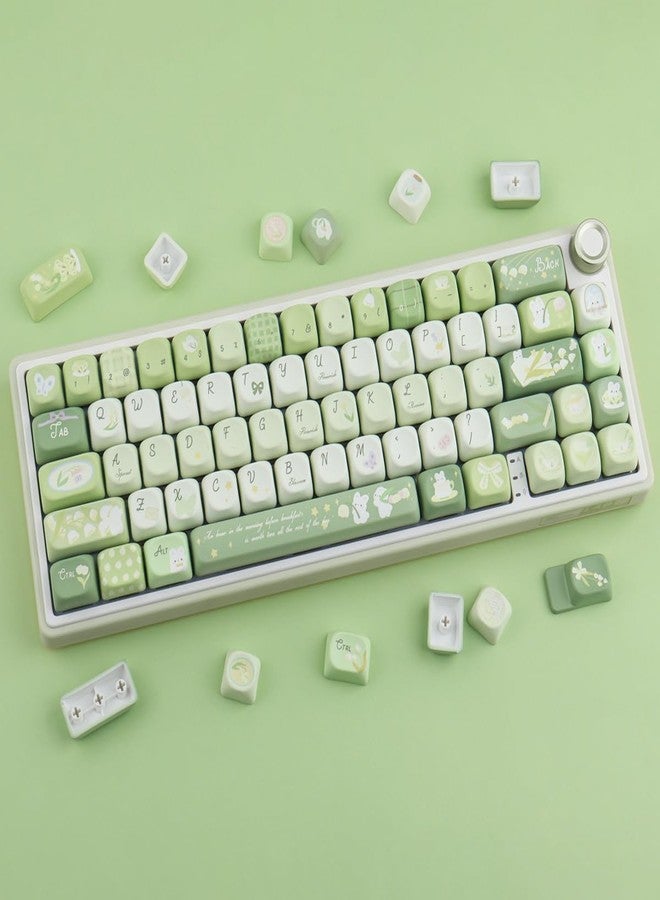 TYRIXKI PBT Keycaps 134 Keys MOA Profile Cute Keycaps Dye-Sublimation Green Bunny Keycap Custom Keycap Set for Cherry Gateron MX Swithes Mechanical Keyboards - Image 3