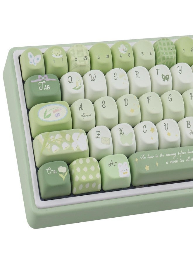TYRIXKI PBT Keycaps 134 Keys MOA Profile Cute Keycaps Dye-Sublimation Green Bunny Keycap Custom Keycap Set for Cherry Gateron MX Swithes Mechanical Keyboards - Image 1