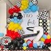 HEPAPATE Race Car Birthday Party Balloons Arch Kit179pcs Race Car Party Decorations Red yellow black and blue Checkered Flag Wheels Foil Balloon for Boys Racing car Theme Two Fast Party Supplies - Image 3