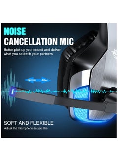 BENGOO Bengoo V-4 Gaming Headset for Xbox One, PS4, PC, Controller, Noise Cancelling Over Ear Headphones with Mic, LED Light Bass Surround Soft Memory Earmuffs for...  - Image 4