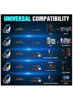 BENGOO Bengoo V-4 Gaming Headset for Xbox One, PS4, PC, Controller, Noise Cancelling Over Ear Headphones with Mic, LED Light Bass Surround Soft Memory Earmuffs for...  - Image 5