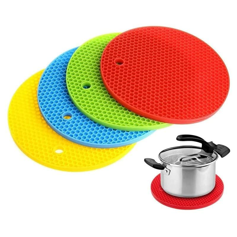 Newvent Premium Grade Silicone Trivets Mat for Hot Pots | Non - Slip Multipurpose Silicone Hot Mats for Kitchen Use (Multicolour) (Pack of 2) - Image 1