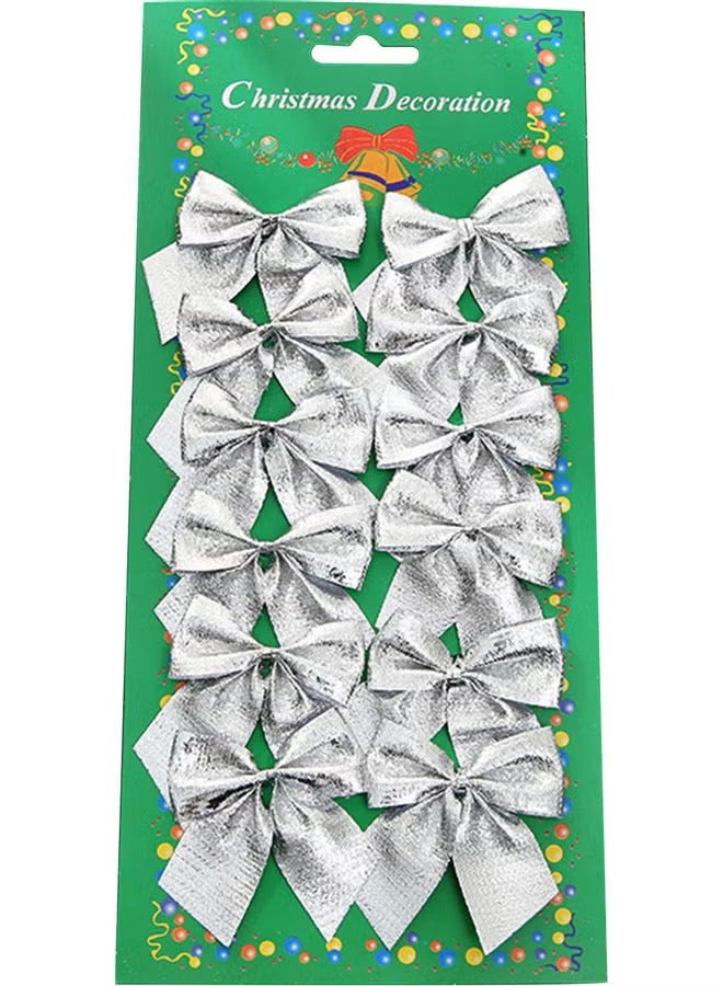 12-Piece Glitter Bow Tie Christmas Tree Party Decorations Silver 20.00 x 1.00 10.00cm - Image 1