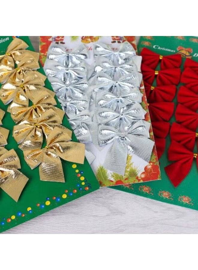 12-Piece Glitter Bow Tie Christmas Tree Party Decorations Silver 20.00 x 1.00 10.00cm - Image 2