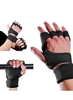 Generic Padded training gloves for weight lifting exercises in the gym with half design to protect the fingers and provide a strong grip for men and women Multicolor  - Image 3