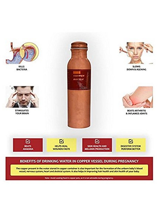 KC Pure Copper Designer Water Bottle with Leak Proof Protection, Ayurveda and Yoga Health Benefits. (1000ml, Pack of 1 Unit) With Lacqure Coating - Image 2