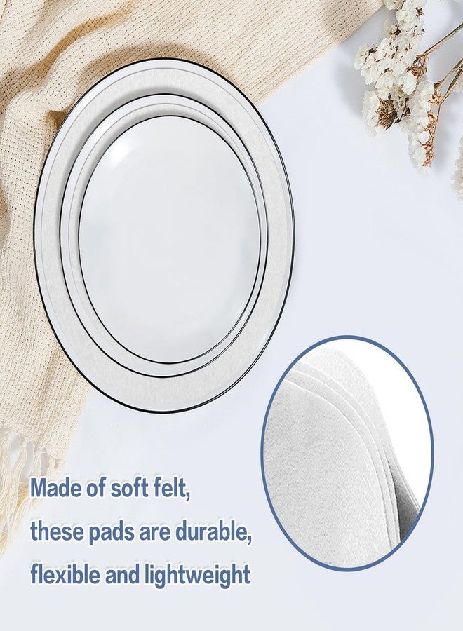 Ohiyoo 100 Pcs Plate Separators Storage, 9.8'' + 5.9'' - 2 Different Size Soft Felt Plate Dividers Round Plate Protectors China Dish Storage Protectors Pads Dish Protectors Storage (White) - Image 4