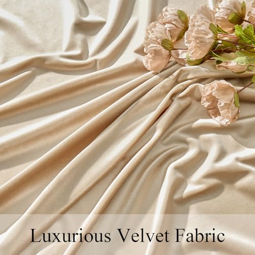 OMMATO Velvet Tablecloths Rectangular 55x84 Inch French Luxury Table Cloth Vintage Retro Farmhouse Rustic Country Tablecloth Washable Table Cover for Party Wedding Kitchen Dinning Tabletop Decor,Champagne - Image 3