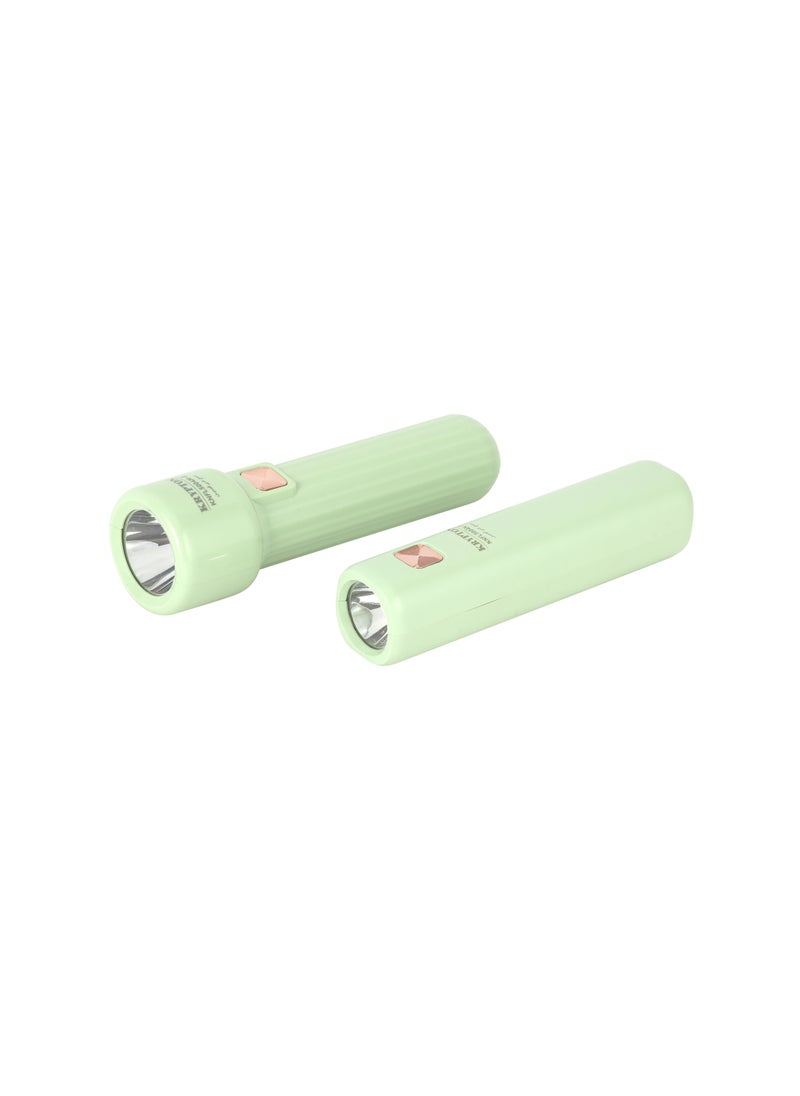 KRYPTON Krypton Rechargeable LED Torch- Pack of 2 |  Hyper Bright LEDs/ 4-5 Hours Working Time, Lithium Battery/ Compact and Lightweight Design, Perfect for Indoor and Outdoor Use/ Pastel Green | KNFL5004/  - Image 1