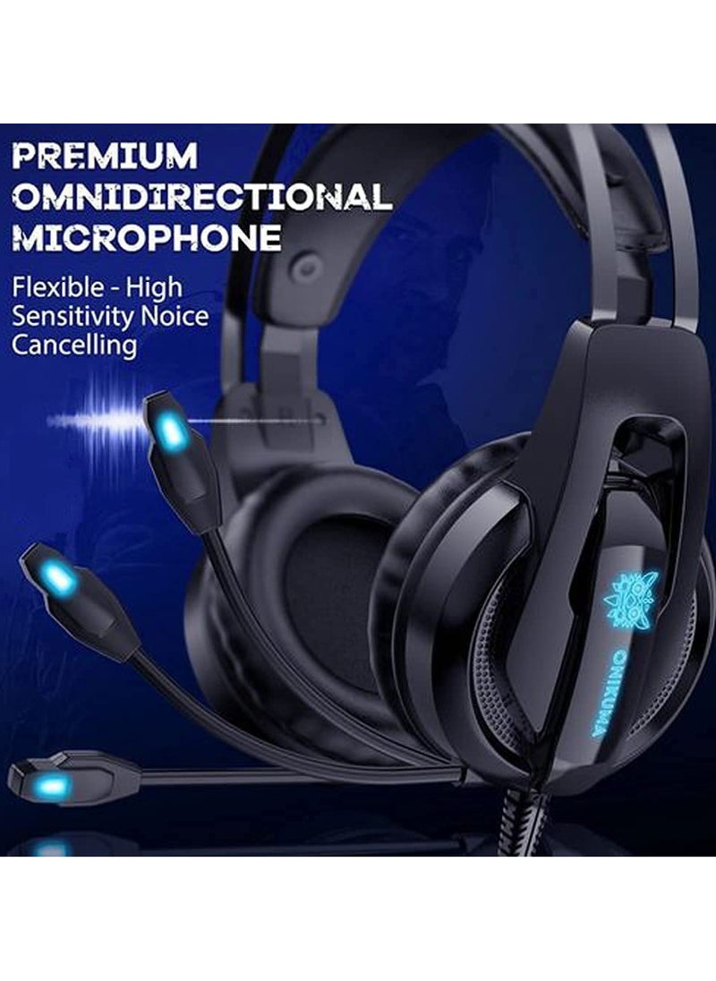 onikuma - K16 rgb LED Gaming Headset Over-Ear With Mic For PS5, PS4, Xbox One, PC, Mac - Image 1