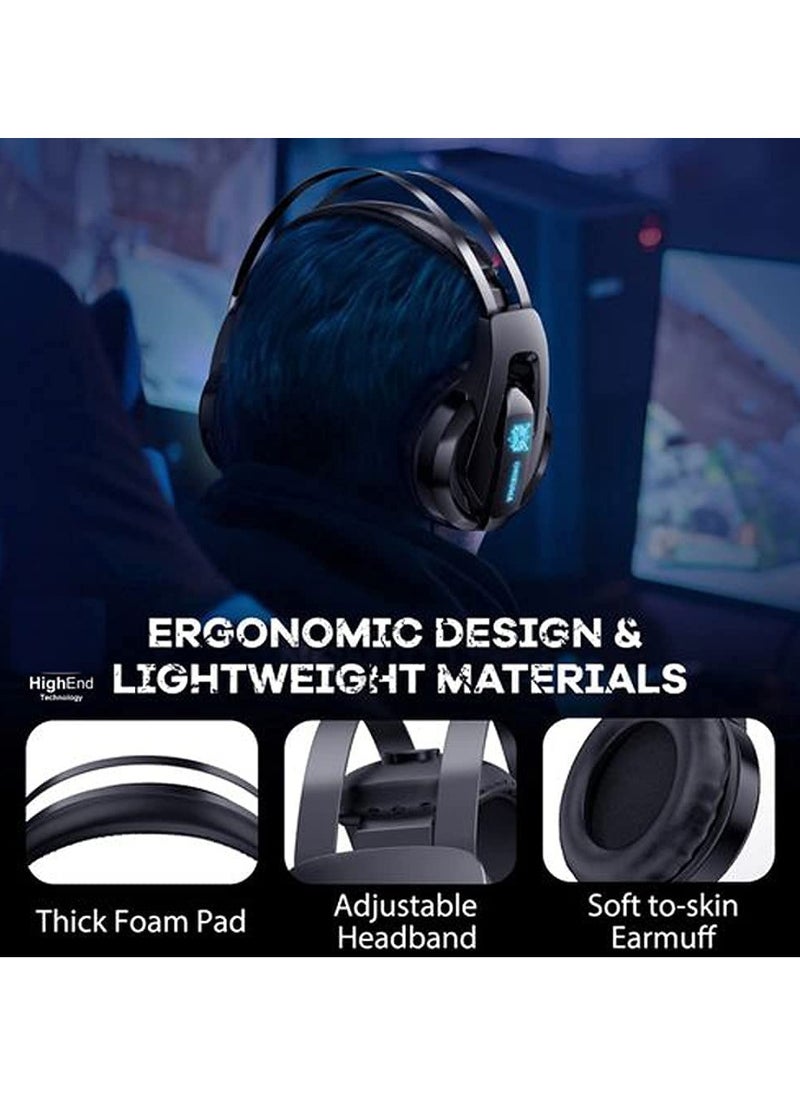 onikuma - K16 rgb LED Gaming Headset Over-Ear With Mic For PS5, PS4, Xbox One, PC, Mac - Image 1
