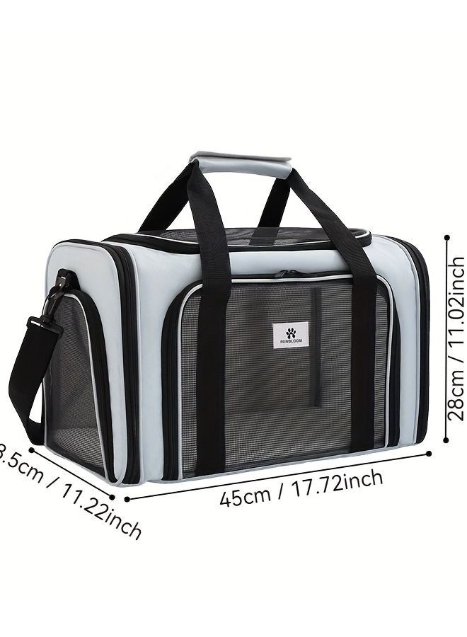 حقيبة حيوانات أليفة قابلة للطي باللون الأرجواني للقطط والكلاب الصغيرة بسعة كبيرة وشبكة تنفس - Image 4