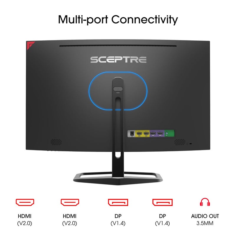 Sceptre شاشة ألعاب من سبيكتر 27 بوصة منحنية، FHD 1080p، 240Hz، 1500R، DisplayPort و HDMI x2، مكبرات صوت مدمجة، أسود آلي (سلسلة C275B-FWT240، 2026) - Image 2