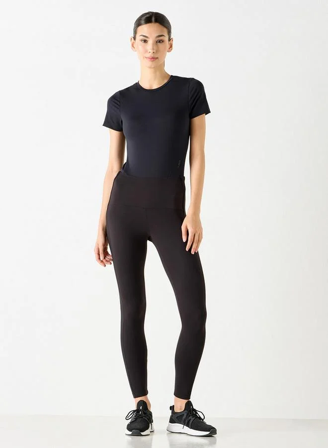 ADOT by Splash Bodysuit with Short Sleeves and Crew Neck