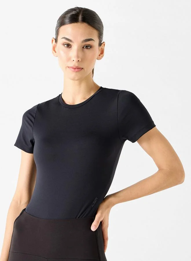 ADOT by Splash Bodysuit with Short Sleeves and Crew Neck