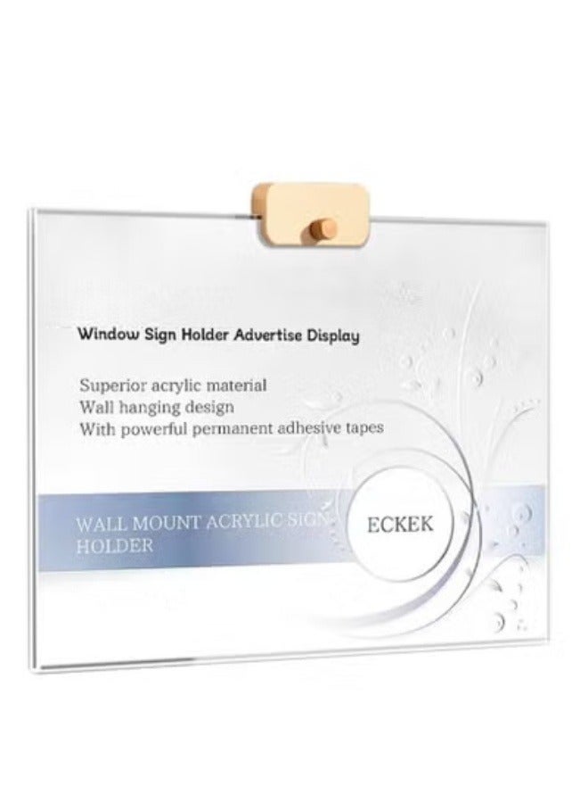 Eckek Eckek  Wall Mount Acrylic Sign Holder with 3M Tape, Photo Menu Flyer Display Frames for Mall, Office, Home, Restaurant  - Image 1