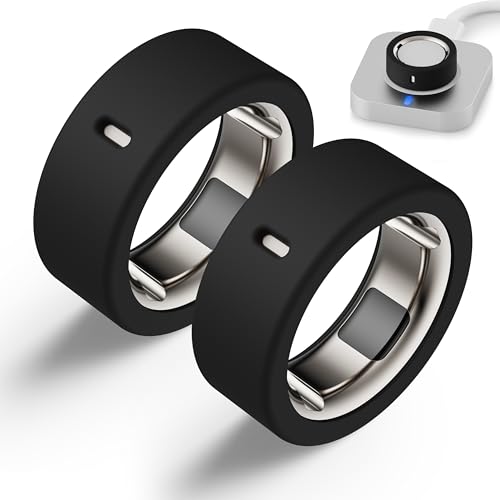 Snyeest Protector Compatible for Oura Ring 4/Gen 4 Ceramic/Gen 3 Cover,Silicone Anti-Scratch Elastic Ring Finger Case Woking Out Gym for Women Men- Black+Black -M for 8/9/10/11 - Image 1