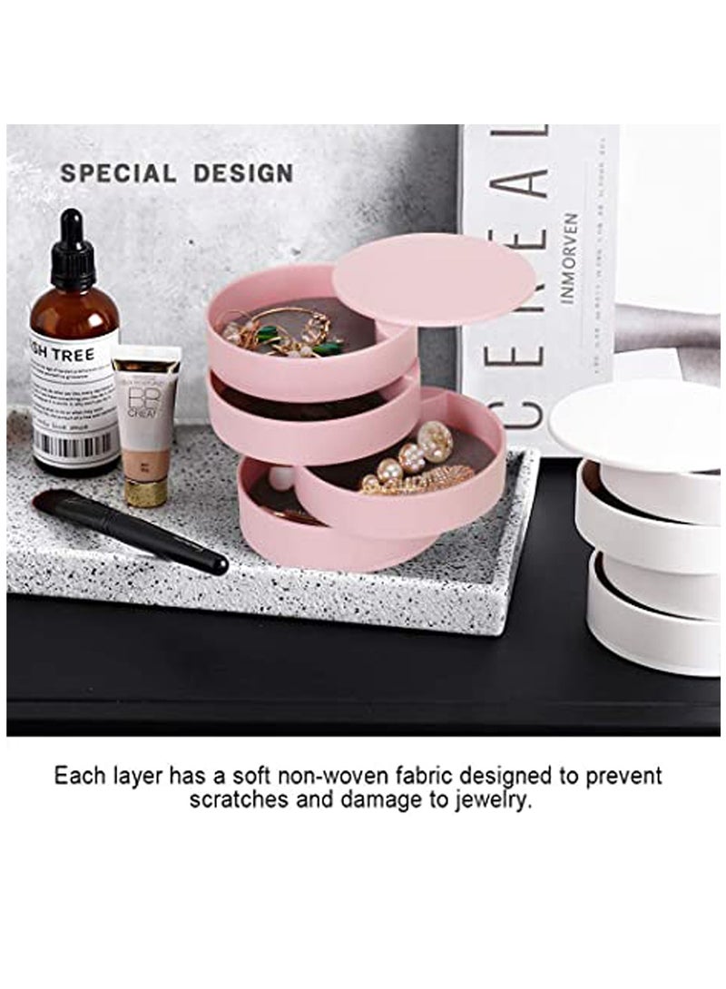 SYOSI Jewelry Organizer, Small Jewelry Storage Box Earring Holder for Women, 5-Layer Rotating Travel Jewelry Tray Case with Lid for Bracelets Rings Bracelets - Image 4