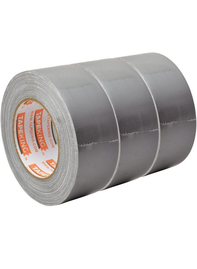Tape King شريط لاصق احترافي، عبوة 3، لون فضي، متعددة الاستخدامات، 11mil (1.88 بوصة × 35 ياردة)، 48mm × 32m - مثالي للحرف، مشاريع تحسين المنزل، الإصلاحات، الصيانة، بالجملة - Image 3