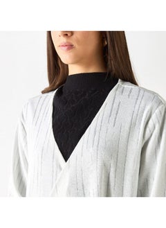 Iconic Iconic Textured Longline Shrug with Long Sleeves  - Image 4