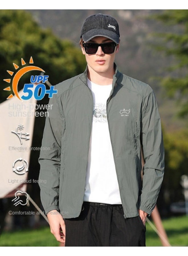 جيب 【قابل للتنفس وسلس】 سترة صيفية عصرية للرجال للحماية من الشمس - طبقة جلدية خفيفة للاستخدام اليومي للرياضات الخارجية - Image 1