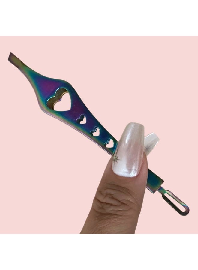 ALAZCO 2 in 1 Rainbow Double Ended Tweezers Sharp Slant Precision Tweezer for Eyebrows & Ingrown Hair Removal Skin Care Tool Blackhead Pimple Comedone Remover (1pc) - Image 4