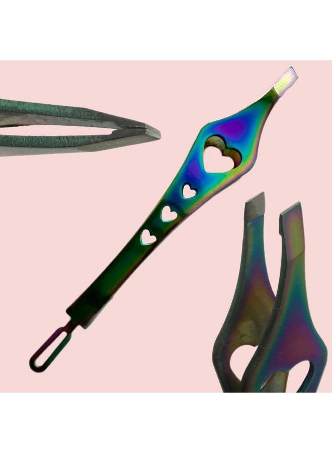 ALAZCO 2 in 1 Rainbow Double Ended Tweezers Sharp Slant Precision Tweezer for Eyebrows & Ingrown Hair Removal Skin Care Tool Blackhead Pimple Comedone Remover (1pc) - Image 5