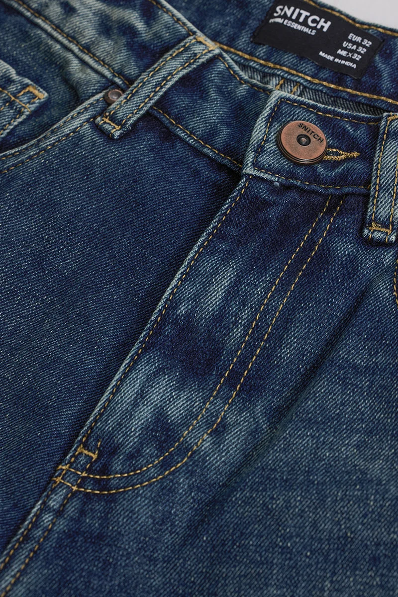 SNITCH جينز واسع أزرق داكن
