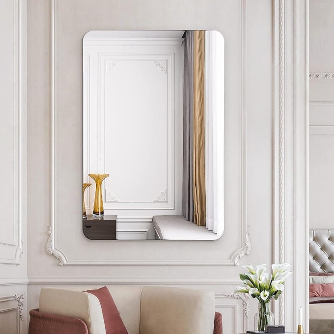 CORNER BEVELED WALL MIRROR FOR BATHROOM,WASHBESIN,DINING ROOM ETC (SIZE 18 X 24 INCH)