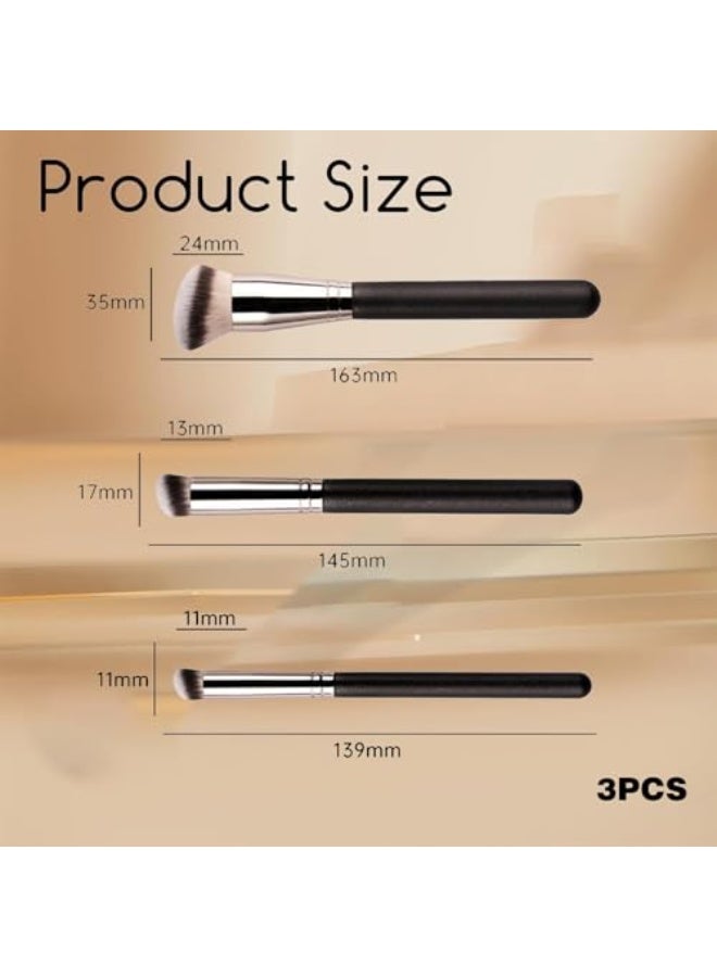 مجموعة فرش مكياج Zbzoalp 3 قطع: فرشاة أساسية مثالية، فرشاة خافي عيوب تحت العين، فرشاة ناعمة احترافية من الفرو. مجموعة فرش مكياج صناعية ناعمة متميزة 170، 270، 370. - Image 3