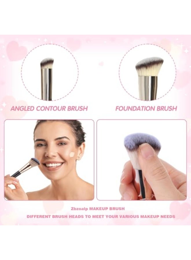 مجموعة فرش مكياج Zbzoalp 3 قطع: فرشاة أساسية مثالية، فرشاة خافي عيوب تحت العين، فرشاة ناعمة احترافية من الفرو. مجموعة فرش مكياج صناعية ناعمة متميزة 170، 270، 370. - Image 2
